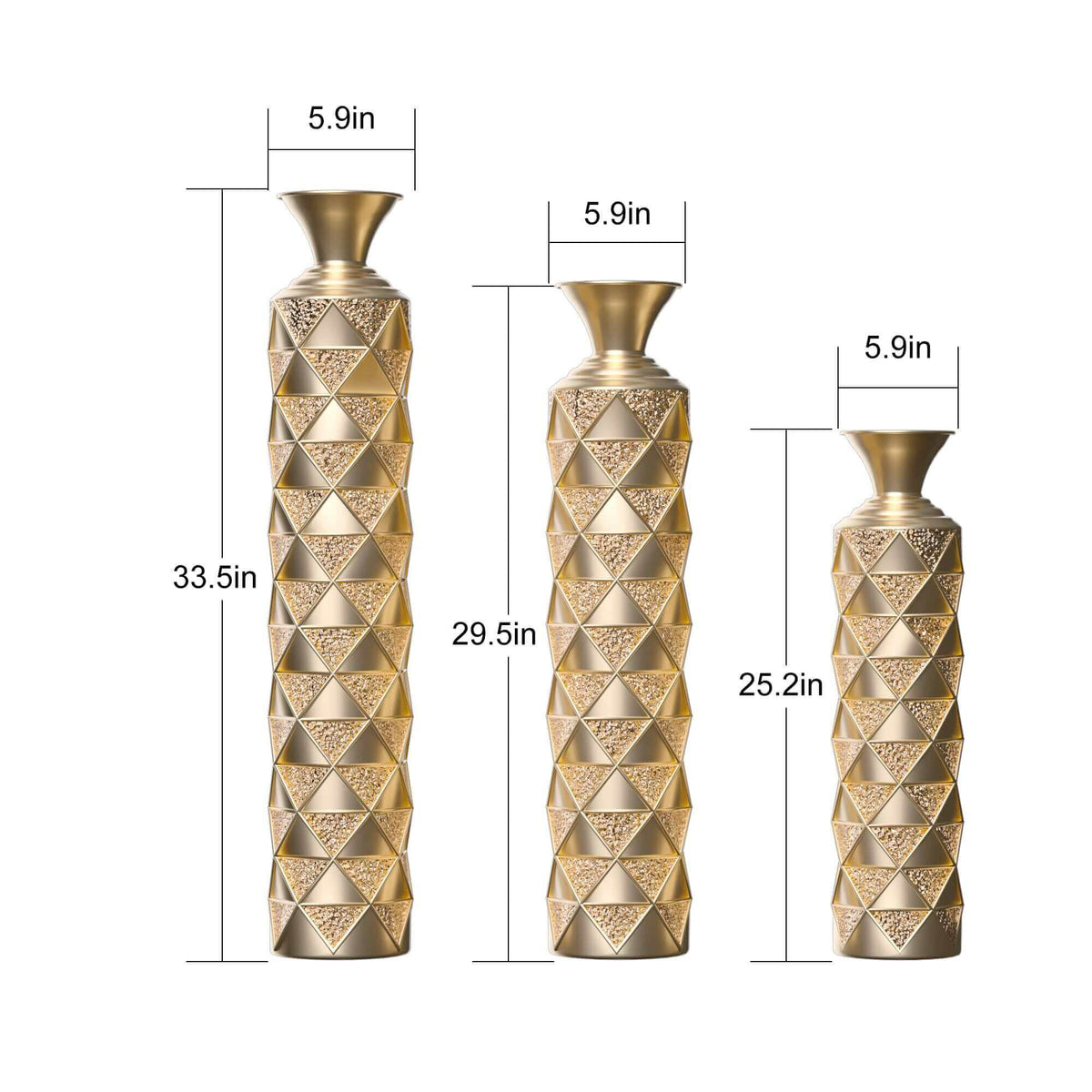 High pressure metal center vase Gold