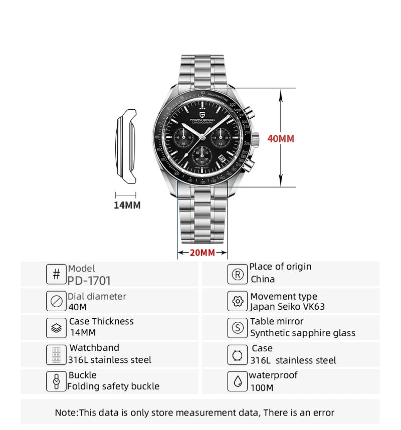 Auto Date Speed Chronograph AR Sapphire Mirror Wrist watch