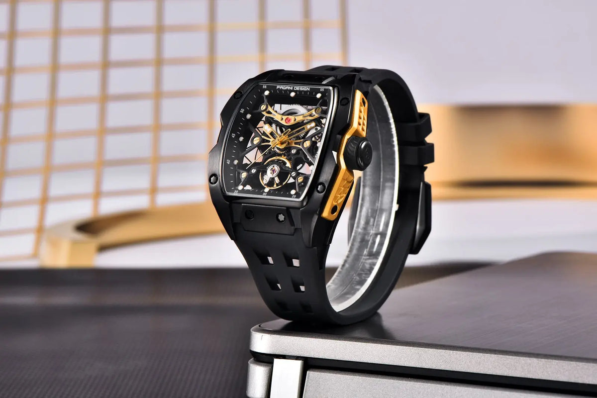 PAGANI DESIGN 42MM New fashion Hollow Back Transparent Movement Luxury Men Watch Sapphire Glass Automatic Men Watches For Men