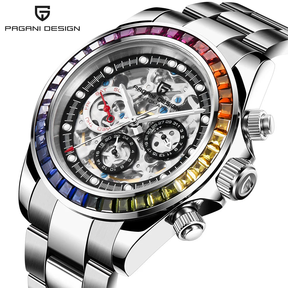 PAGANI Design Men Rainbow Rainbow Dial Stainless Steel Sapphire Watches
