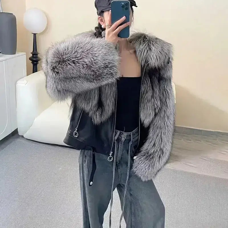 Real Red Fox Fur Trim - Premium Winter Jacket
