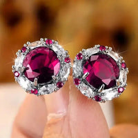 2024 White/Blue/Purple/Green/Red Cubic Zirconia Stud Earrings for Women Newly Designed Luxury Ear Accessories Wedding Jewelry