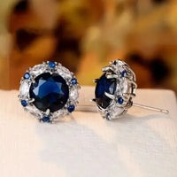 2024 White/Blue/Purple/Green/Red Cubic Zirconia Stud Earrings for Women Newly Designed Luxury Ear Accessories Wedding Jewelry