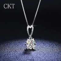 Luxury PT950 Platinum 1CT Certified Moissanite Necklace Sunflower Diamond Pendant Necklace for Women Promise Wedding Jewelry