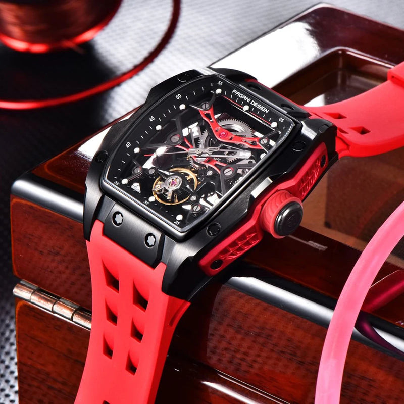PAGANI DESIGN 42MM New fashion Hollow Back Transparent Movement Luxury Men Watch Sapphire Glass Automatic Men Watches For Men