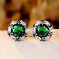 2024 White/Blue/Purple/Green/Red Cubic Zirconia Stud Earrings for Women Newly Designed Luxury Ear Accessories Wedding Jewelry