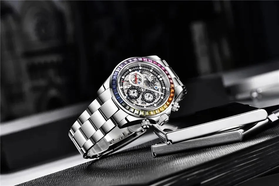 PAGANI Design Men Rainbow Rainbow Dial Stainless Steel Sapphire Watches