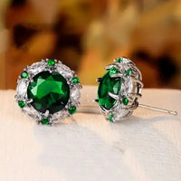 2024 White/Blue/Purple/Green/Red Cubic Zirconia Stud Earrings for Women Newly Designed Luxury Ear Accessories Wedding Jewelry