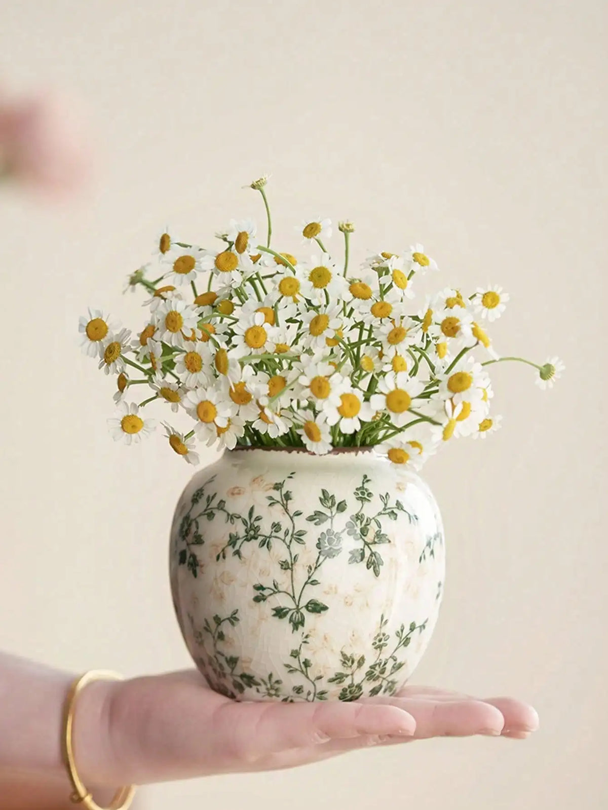 Ice Crackle Ceramic Vase Handmade Vase Bohemian Art Home Decoration Suitable Fresh/Dry Flower Display For Living Rooms Offices