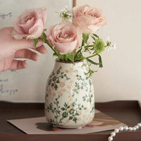 Ice Crackle Ceramic Vase Handmade Vase Bohemian Art Home Decoration Suitable Fresh/Dry Flower Display For Living Rooms Offices