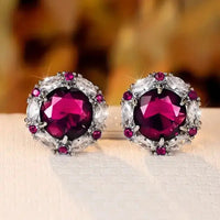 2024 White/Blue/Purple/Green/Red Cubic Zirconia Stud Earrings for Women Newly Designed Luxury Ear Accessories Wedding Jewelry