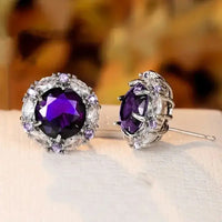 2024 White/Blue/Purple/Green/Red Cubic Zirconia Stud Earrings for Women Newly Designed Luxury Ear Accessories Wedding Jewelry