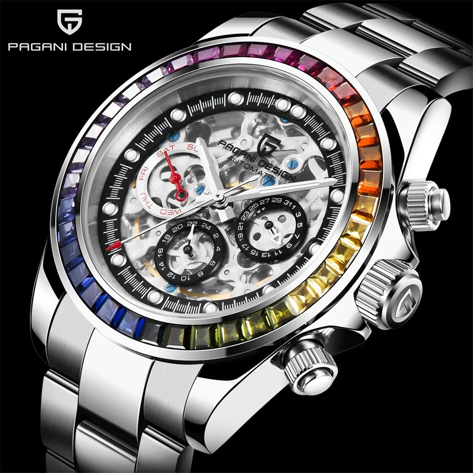 PAGANI Design Men Rainbow Rainbow Dial Stainless Steel Sapphire Watches