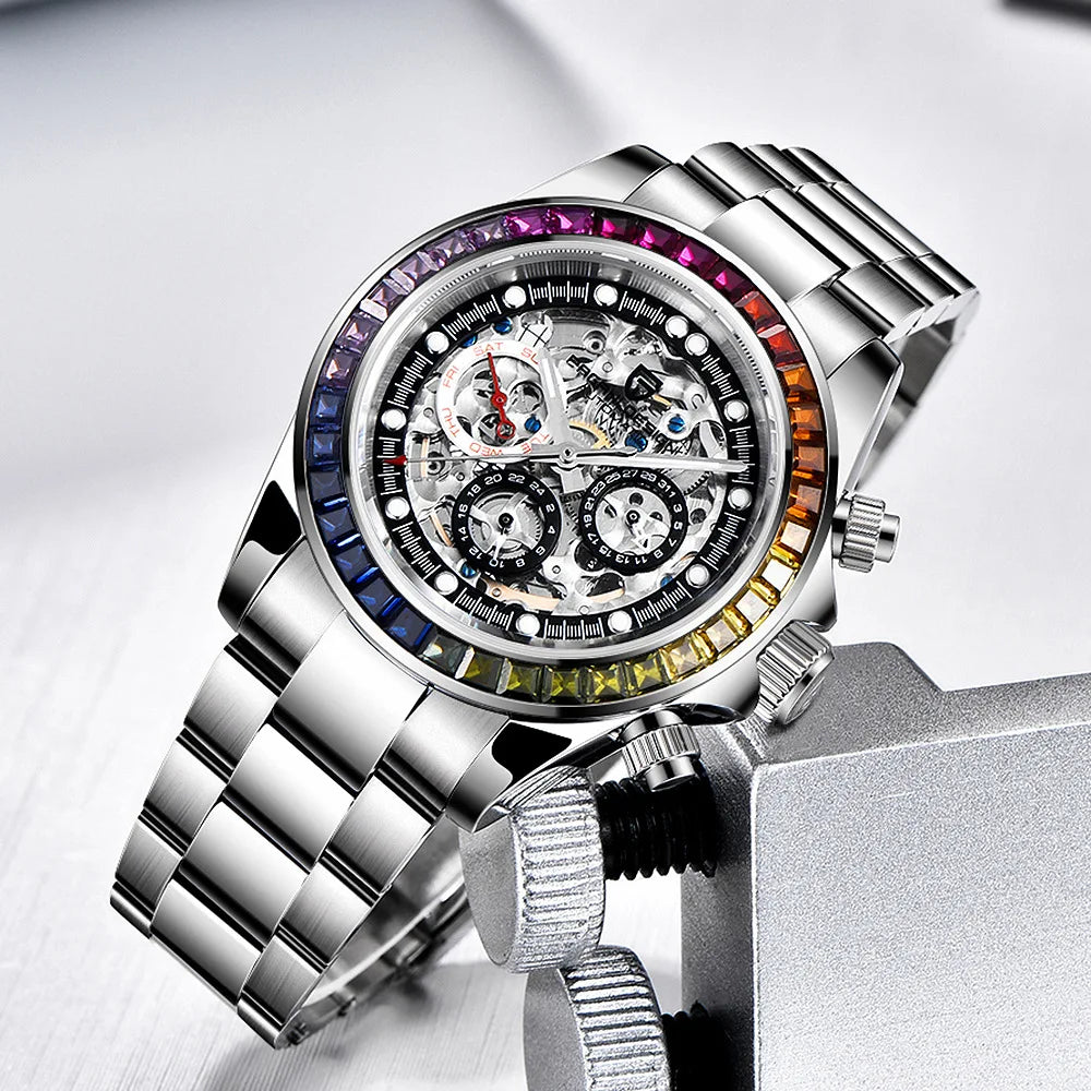 PAGANI Design Men Rainbow Rainbow Dial Stainless Steel Sapphire Watches