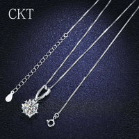 Luxury PT950 Platinum 1CT Certified Moissanite Necklace Sunflower Diamond Pendant Necklace for Women Promise Wedding Jewelry