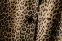 PREMIUM High End Leopard Print Top Layer Fetal Cowhide Women's Blazer Suit Short Single Breasted Genuine Leather Jacket Women