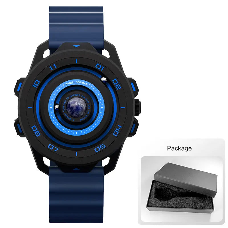 DANIEL GORMAN Red Planet Design Quartz Watch for Men Waterproof Luminous Sport Wristwatch with Magnetic Bead Pointers DG0525Red