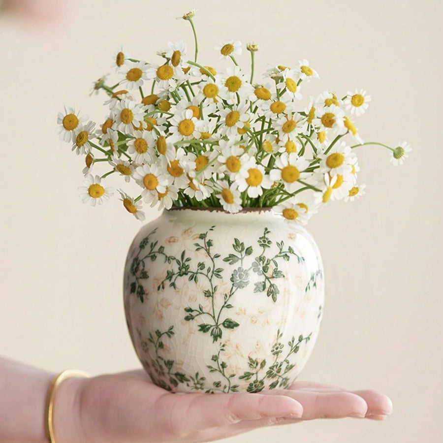 Ice Crackle Ceramic Vase Handmade Vase Bohemian Art Home Decoration Suitable Fresh/Dry Flower Display For Living Rooms Offices