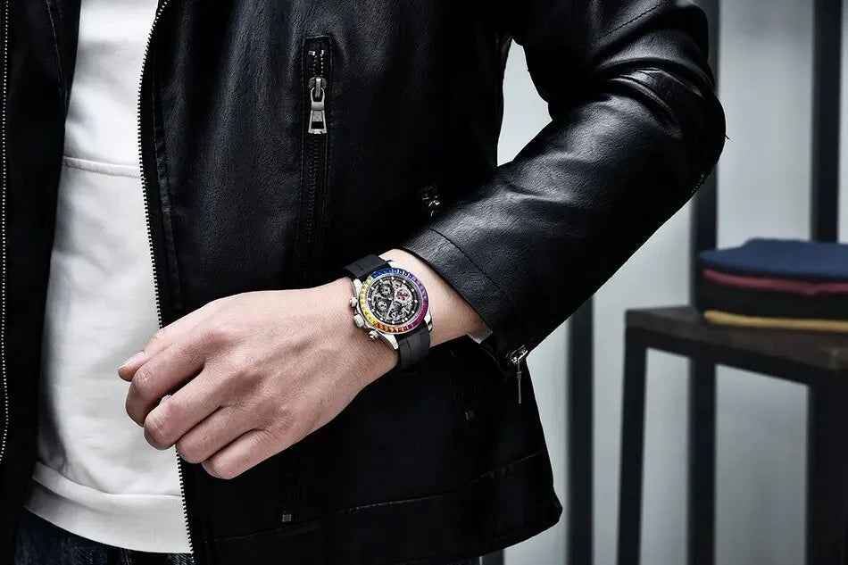 PAGANI Design Men Rainbow Rainbow Dial Stainless Steel Sapphire Watches
