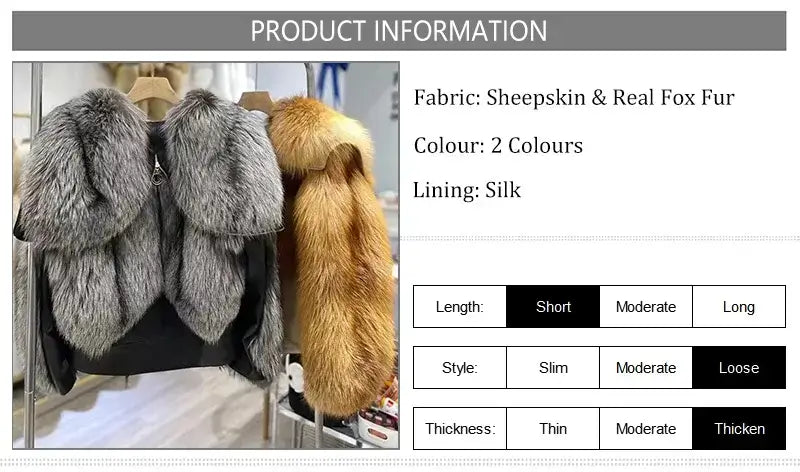 Real Red Fox Fur Trim - Premium Winter Jacket