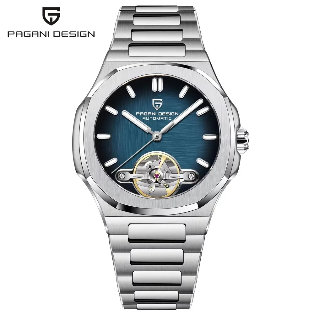 PAGANI DESIGN Tourbillon Men's Watches Rose Gold Luxury Automatic Watch For Men Mechanical Wristwatches AR Sapphire Mirror Clock