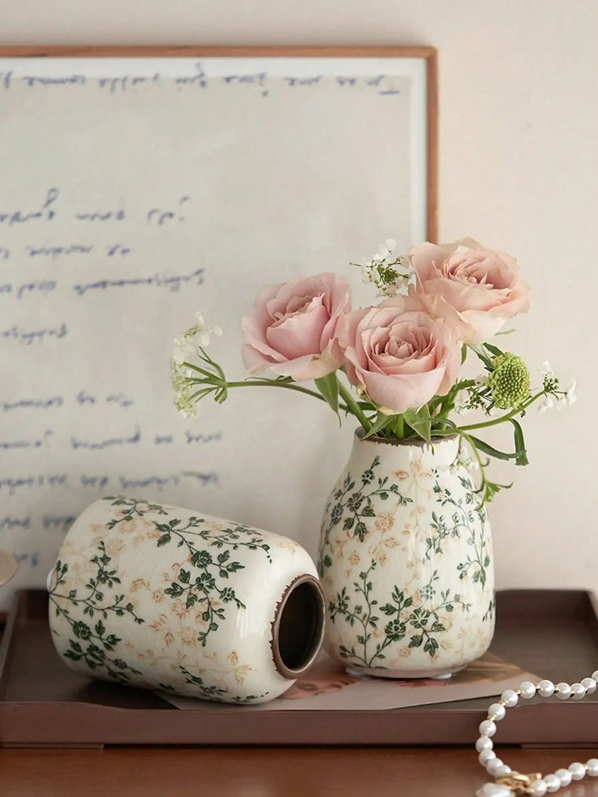 Ice Crackle Ceramic Vase Handmade Vase Bohemian Art Home Decoration Suitable Fresh/Dry Flower Display For Living Rooms Offices