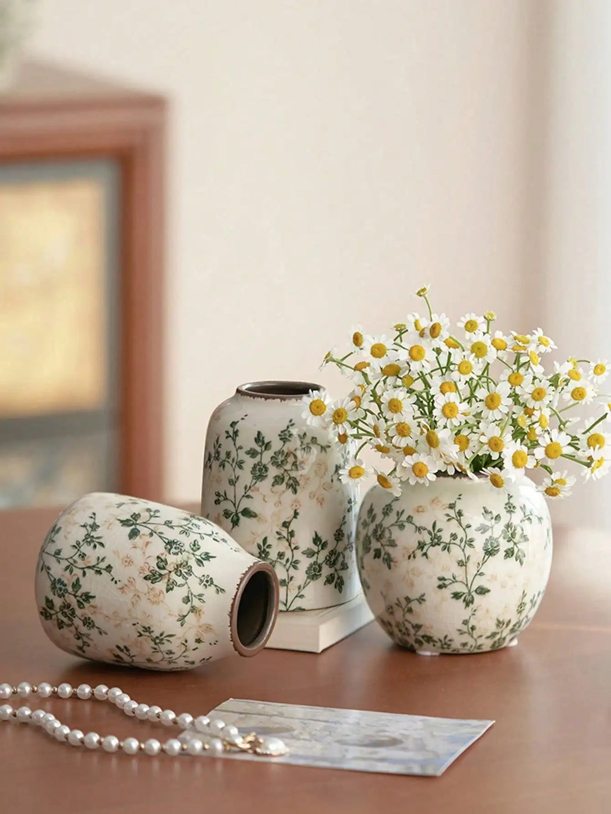 Ice Crackle Ceramic Vase Handmade Vase Bohemian Art Home Decoration Suitable Fresh/Dry Flower Display For Living Rooms Offices