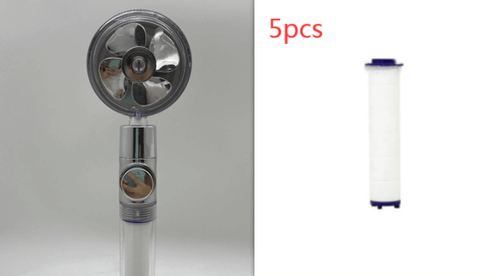 Water Saving Shower Head with 360-Degree Rotation - Pressurized, Built-in Turbofan, Detachable