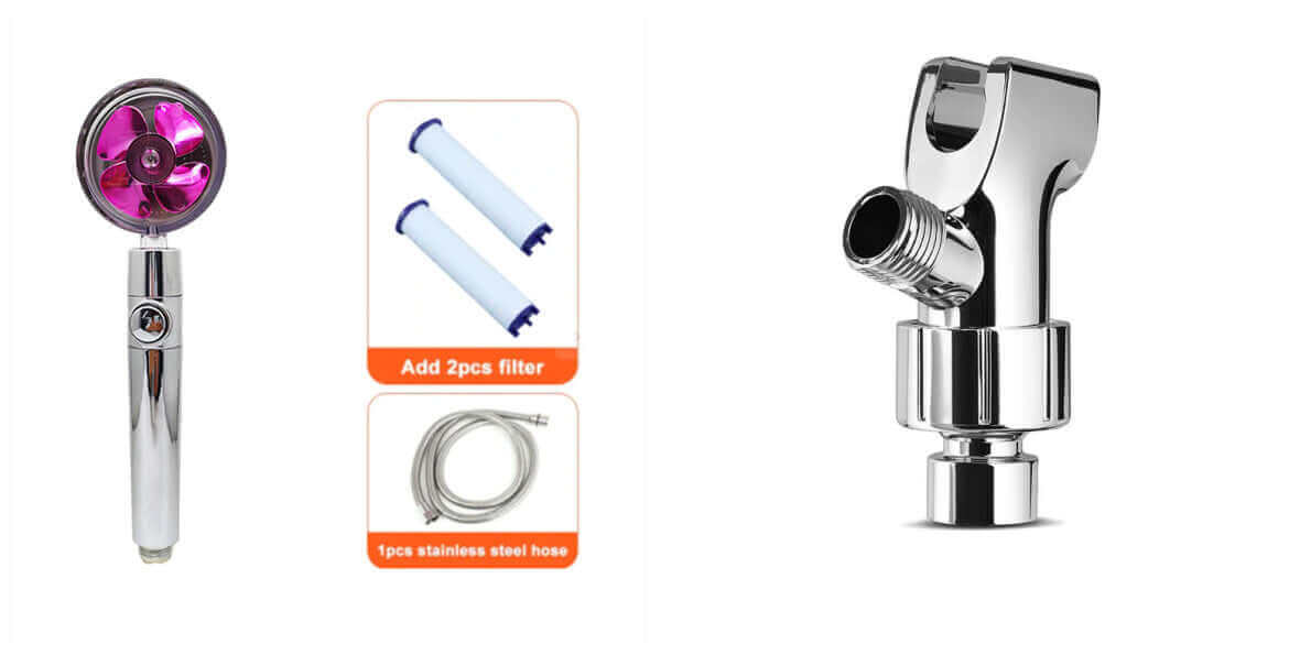 Water Saving Shower Head with 360-Degree Rotation - Pressurized, Built-in Turbofan, Detachable