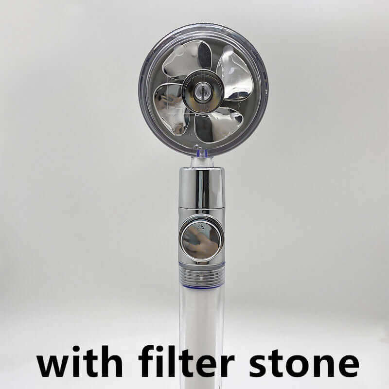 Water Saving Shower Head with 360-Degree Rotation - Pressurized, Built-in Turbofan, Detachable