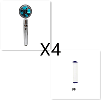 Water Saving Shower Head with 360-Degree Rotation - Pressurized, Built-in Turbofan, Detachable