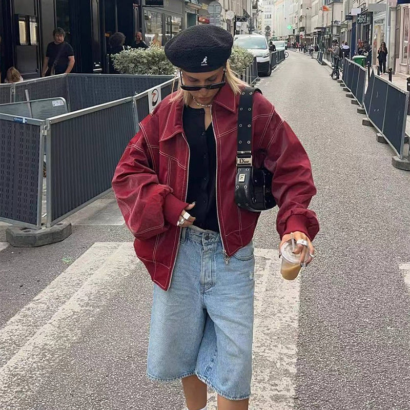Loose Lapel Zip-up Jacket