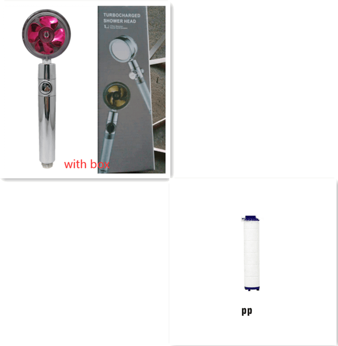 Water Saving Shower Head with 360-Degree Rotation - Pressurized, Built-in Turbofan, Detachable