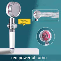 Water Saving Shower Head with 360-Degree Rotation - Pressurized, Built-in Turbofan, Detachable