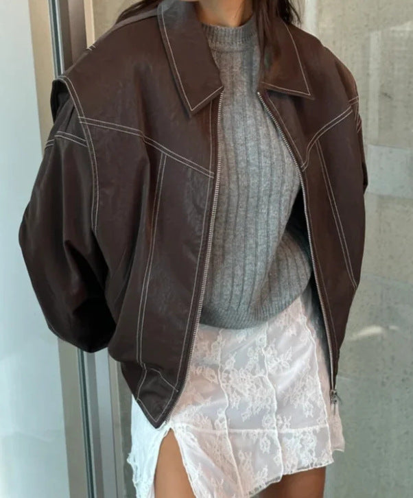 Loose Lapel Zip-up Jacket
