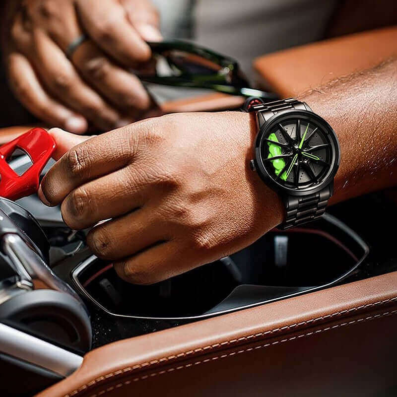 Rev Up Your Style: The Spinning Car Wheel Design Watch for Men