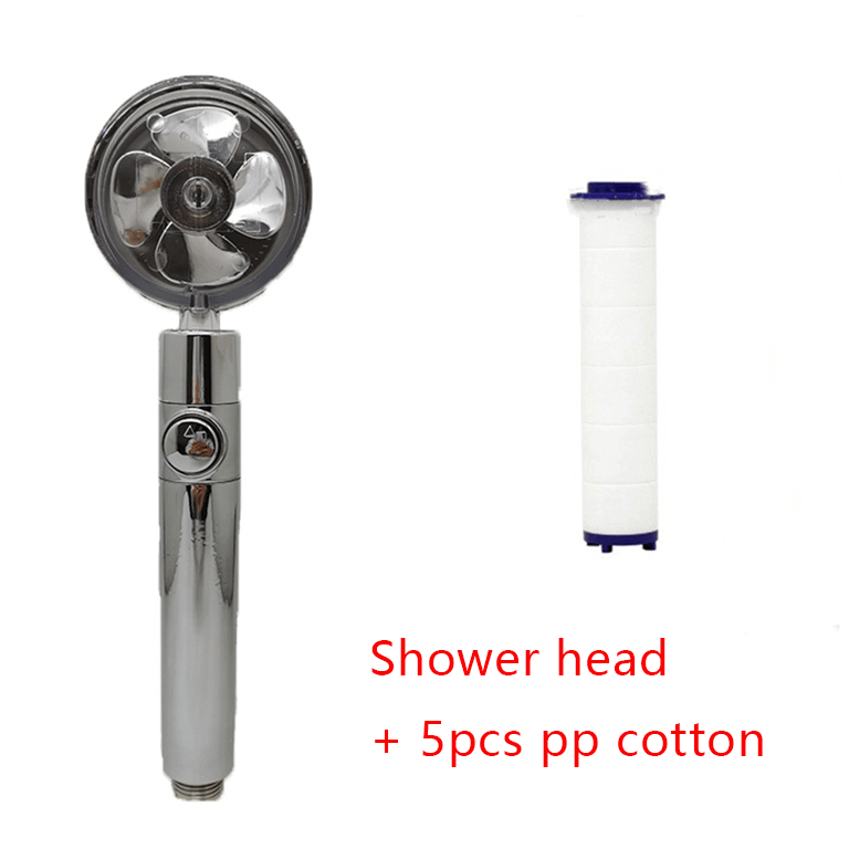 Water Saving Shower Head with 360-Degree Rotation - Pressurized, Built-in Turbofan, Detachable