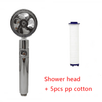 Water Saving Shower Head with 360-Degree Rotation - Pressurized, Built-in Turbofan, Detachable