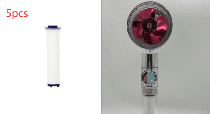 Water Saving Shower Head with 360-Degree Rotation - Pressurized, Built-in Turbofan, Detachable