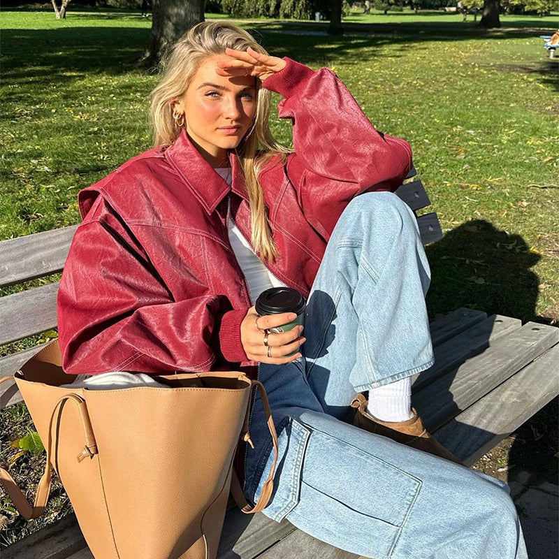 Loose Lapel Zip-up Jacket