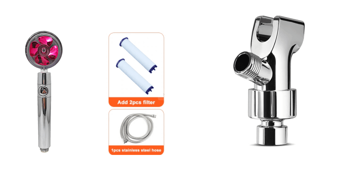 Water Saving Shower Head with 360-Degree Rotation - Pressurized, Built-in Turbofan, Detachable
