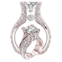 Rose Gold Oval Cubic Zirconia Engagement Ring with Timeless Elegance and Sophistication