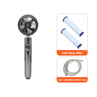 Water Saving Shower Head with 360-Degree Rotation - Pressurized, Built-in Turbofan, Detachable