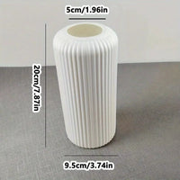 Chic Striped Ceramic-Look Plastic Vase for Flowers - Durable, Easy-to-Place Decorative Floral Display Piece
